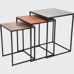 Kare Design Loft Square Vintage - Set Van 3 Bijzettafels - Multikleur