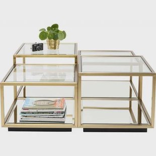 Kare Design Salontafel Luigi - Set Van 4 - Goud Kare Design Salontafel Luigi - Set Van 4 - Goud