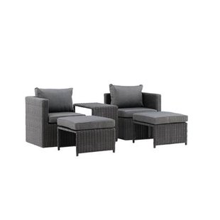 Fjôrd - Loungeset Zwart - Wicker - Quad