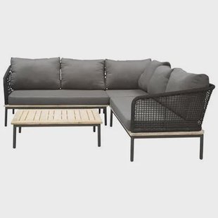 Fjôrd - Loungeset Zwart - Aluminium|Acaciahout - Andorra