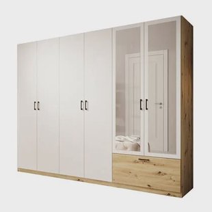 Meubella - Kledingkast Audrey - Wit - 270 cm - Met spiegel