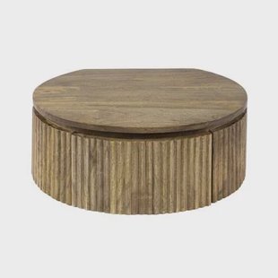 Giga Meubel - Nachtkastje Rond Mangohout - 50x35x20cm - Wave