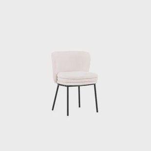 Fjôrd - Eetkamerstoel Wit|Zwart - Bouclé - Agnes - Set van 2