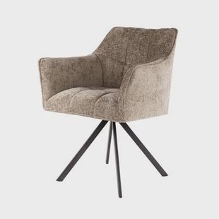 Giga Meubel - Eetkamerstoel Draaibaar Champagne - Raster - Set van 2