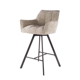 Giga Meubel - Barstoel Draaibaar Beige - Raster - Set van 2