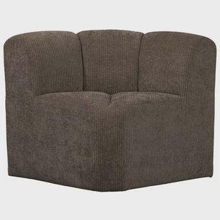 WOOOD Mojo Eetbankje Hoek Met Rugleuning - Ribstof - Bruin -88x86x86