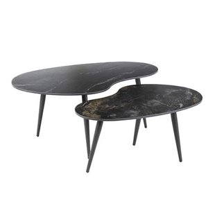 Giga Meubel - Salontafel Zwart Keramiek - 91x55x35cm - Set Van 2