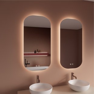 2x Spiegel BWS Nora 40x100 cm Spiegelverwarming en Rondom Indirect LED-verlichting