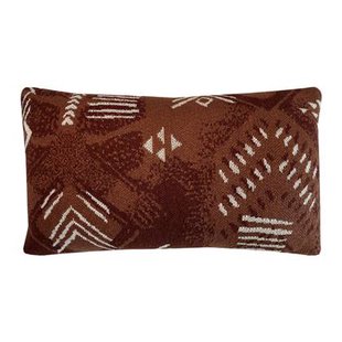 Malagoon Funny Block Dye Gebreid Sierkussen 35 x 60 cm - Rusty Brown