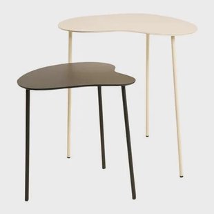 by fonQ Flowy Bijzettafel Set van 2 - Zwart / Crème