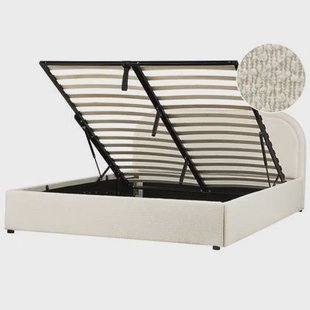 Beliani-QUILLIEN-Bed met opbergruimte-Lichtbeige-160 x 200 cm-Bouclé