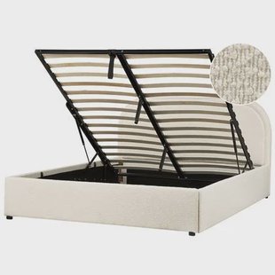 Beliani-QUILLIEN-Bed met opbergruimte-Lichtbeige-140 x 200 cm-Bouclé