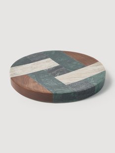 Groot decoratief dienblad Mauricio van marmer en walnoothout