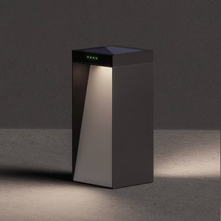 KLEWE LED lamp op zonne-energie MILIO FULL, antraciet, 35 cm, aluminium, IP65