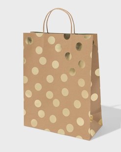 HEMA Cadeautas 24x11x31cm kraft stippen (goud)