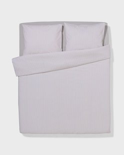 HEMA Dekbedovertrek 240x200/220cm zacht katoen strepen beige (beige)