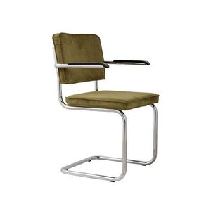 Zuiver Ridge Rib Armstoel Groen - Set van 2