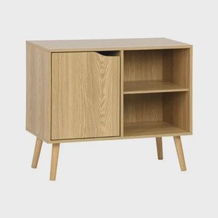 sweeek - Dressoir met walnoothout decor 1 deur, 2 planken, 80cm sweeek - Dressoir met walnoothout decor 1 deur, 2 planken, 80cm