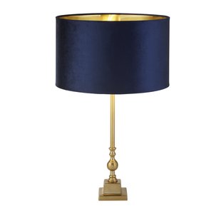 Searchlight Whitby - tafellamp - Ø 40 x 67 cm - antiek messing, goud en marineblauw