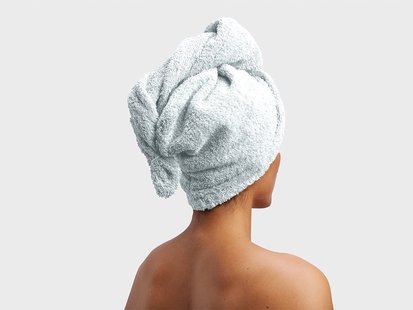 Yumeko Haarhanddoek terry bubble blue 100% biologisch en fairtrade katoen