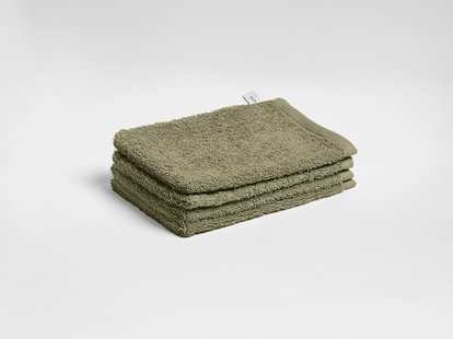 Yumeko Washandjes terry olive green 15x22 - 4 st 100% biologisch en fairtrade katoen
