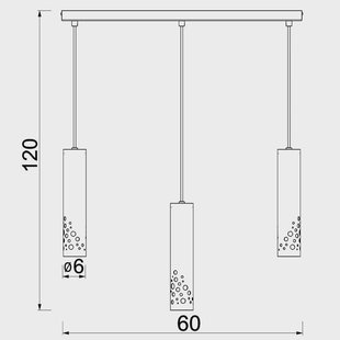 Luminex Tibia hanglamp, 3-lamps, lang, zwart, staal, GU10