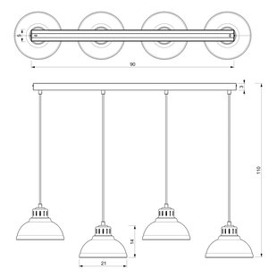 Luminex Hanglamp Sven, 4-lamps, zwart, staal, E27