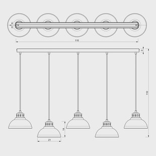 Luminex Hanglamp Sven, 5-lamps, zwart, staal, E27