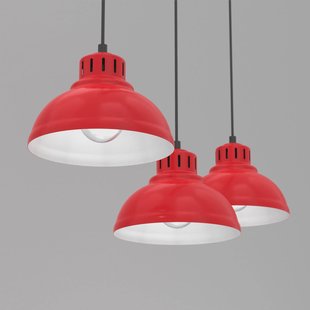 Luminex Hanglamp Sven, 3-lamps, rood, staal, E27