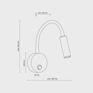 TK Lighting Wandlamp Lagos, zwart/goud, 45 cm, leeslamp, G9