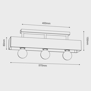 Luminex Miluza plafondlamp, zwart/bruin, lengte 57 cm, hout, 3-lamps.