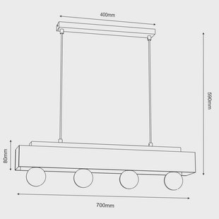 Luminex Plafondlamp Miluza, zwart/bruin, lengte 76 cm, hout, 4-lamps.