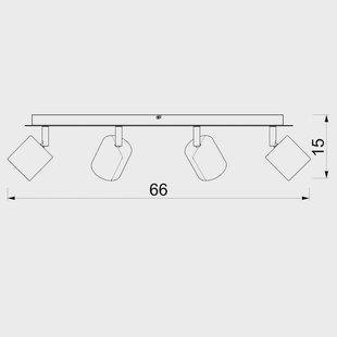 Luminex Plafondspot Demia, zwart/messingkleurig, 66 cm, GU10