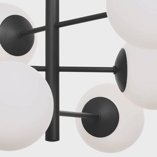 Domiluce Aurora hanglamp, zwart, Ø 60 cm, 6-lamps, glas, E14