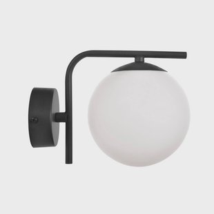 Domiluce Aurora wandlamp, zwart, glas, 17 cm hoog, globe, E14