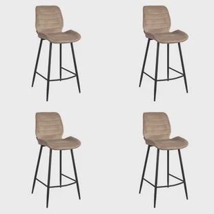 Bronx71 Velvet barkruk Toby taupe 71 cm - Barkrukken set van 4