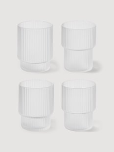 Kleine mondgeblazen tumblers Ripple met reli&euml;fpatroon, 4-delig
