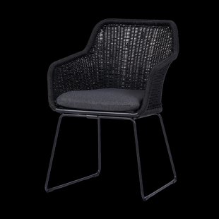 Loki Rotan tuinstoel zwart - met zitkussen