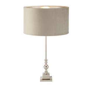 Searchlight Whitby - tafellamp - Ø 38 x 67 cm - chroom, zilver en taupe