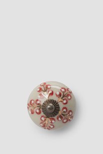 Beige deurknop met oranje bloemetjes