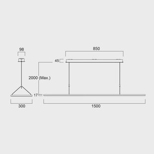 Sylvania LED hanglamp Areum, 150 x 30 cm, 840, DALI