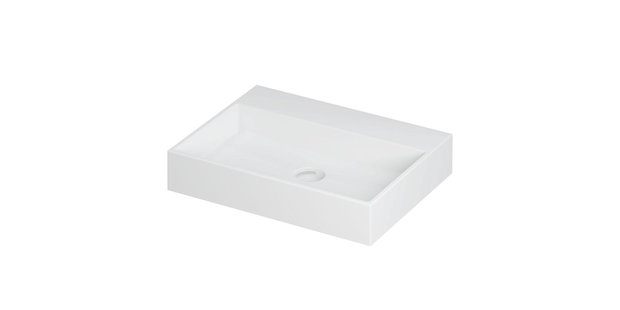 Wastafel United Porselein zonder kraangat incl. porseleinen click plug en verborgen overloop systeem 60 cm x 45 cm x 11 cm Mat wit 0206002