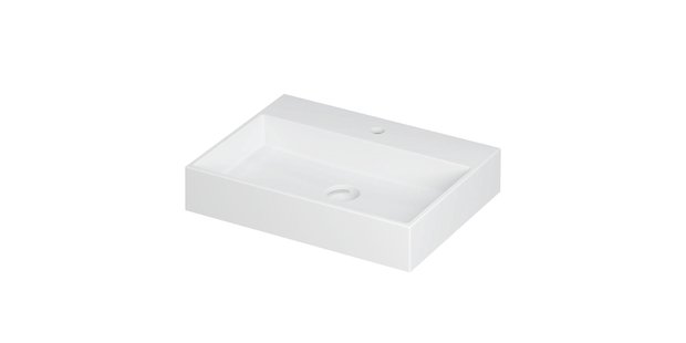 Wastafel United Porselein met 1 kraangat incl. porseleinen click plug en verborgen overloop systeem 60 cm x 45 cm x 11 cm Mat wit 0206012