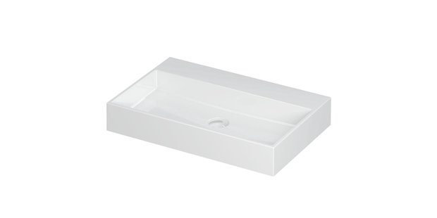 Wastafel United Porselein zonder kraangat incl. porseleinen click plug en verborgen overloop systeem 70 cm x 45 cm x 11 cm Glans wit 0206021