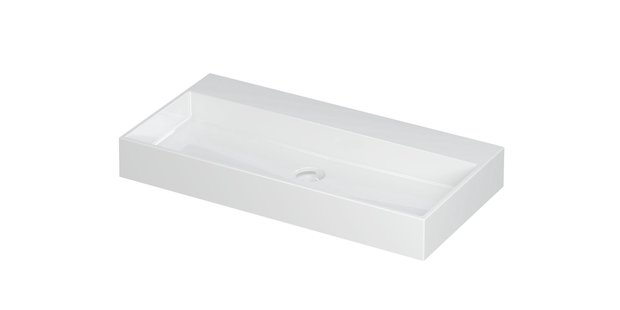 Wastafel United Porselein zonder kraangat incl. porseleinen click plug en verborgen overloop systeem 90 cm x 45 cm x 11 cm Glans wit 0206041