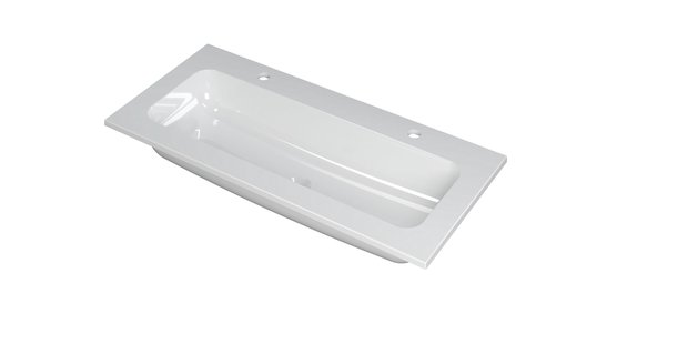 INK Wastafel Faktor polystone centraal met 2 kraangaten 100 cm x 45 cm x 1,5 cm Glans wit 3407012