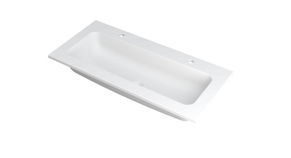 INK Wastafel Faktor polystone centraal met 2 kraangaten 100 cm x 45 cm x 1,5 cm Mat wit 3407212