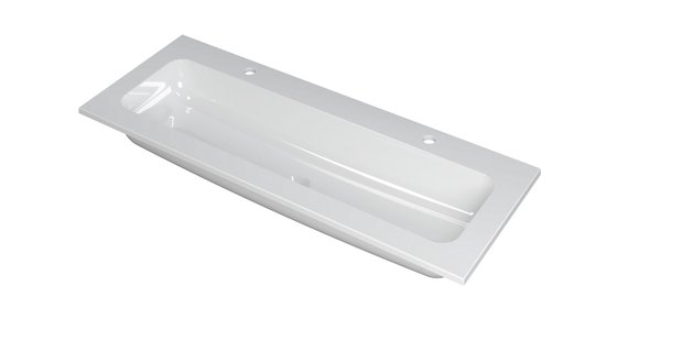 INK Wastafel Faktor polystone centraal met 2 kraangaten 120 cm x 45 cm x 1,5 cm Glans wit 3407022