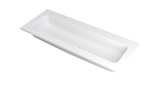 INK Wastafel Faktor polystone centraal met 2 kraangaten 120 cm x 45 cm x 1,5 cm Mat wit 3407222