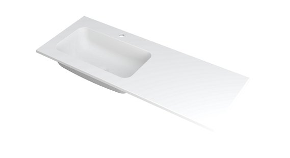 INK Wastafel Faktor polystone links met 1 kraangat 120 cm x 45 cm x 1,5 cm Mat wit 3407225